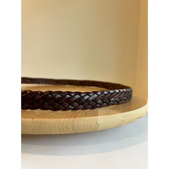 Vintage 90s Coach British Tan Genuine Woven Leather Gold Brass Belt Size Large main image 8